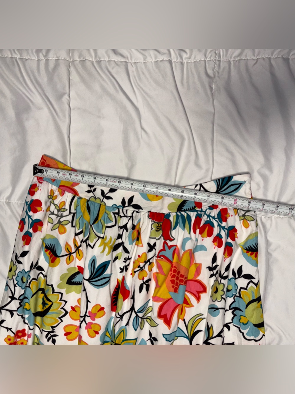 Ann Taylor floral skirt 12 cotton modal blend red green blues white - Picture 4 of 8